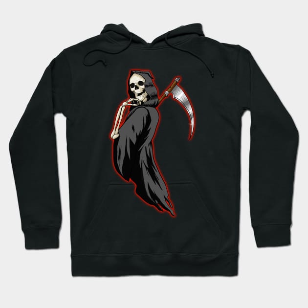 Skeleton Grim Reaper Halloween Hoodie by Dener Queiroz